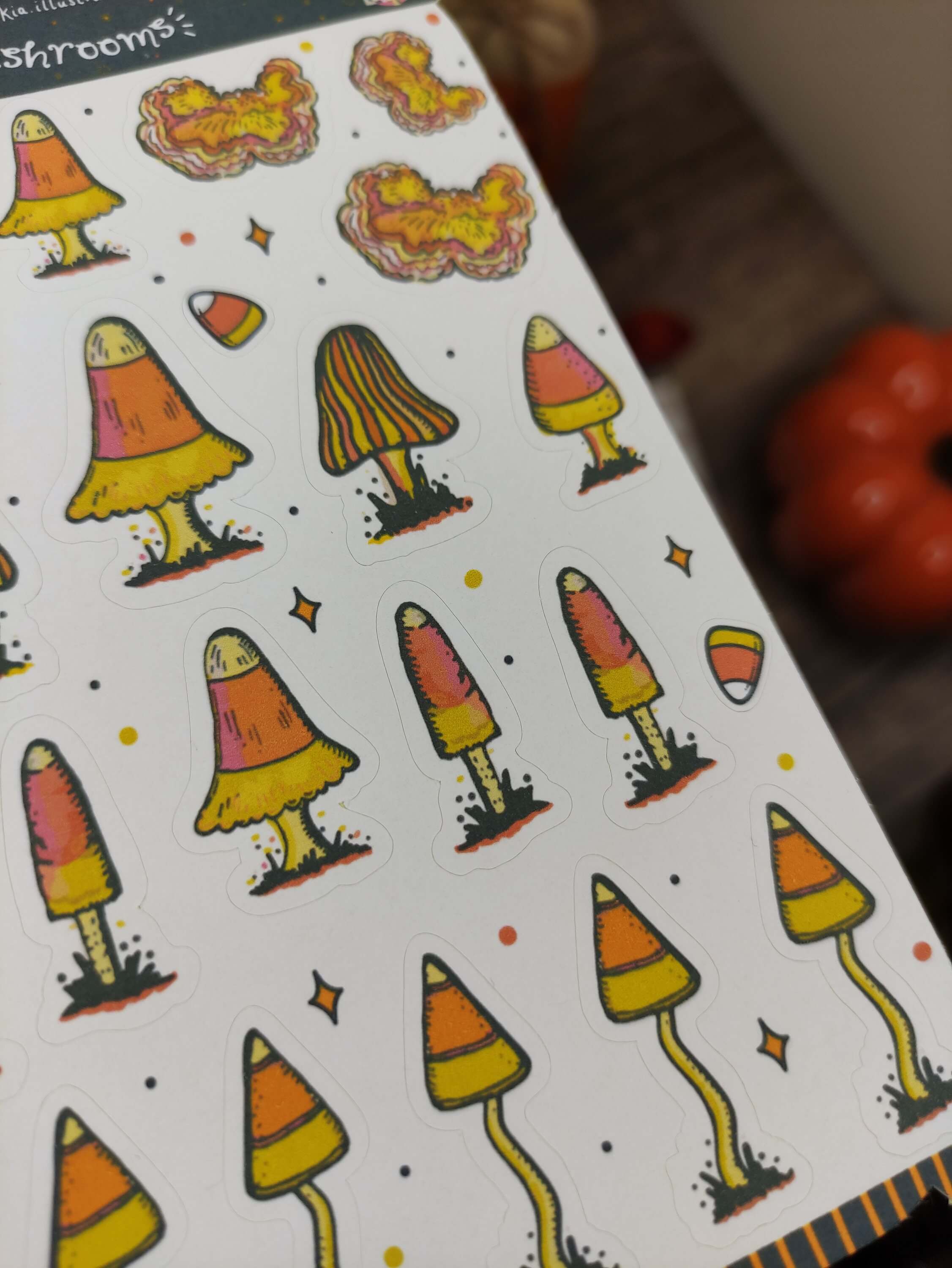 CandyCorn Mushroom Stickers Halloween Sticker Sheet • Kia Creates
