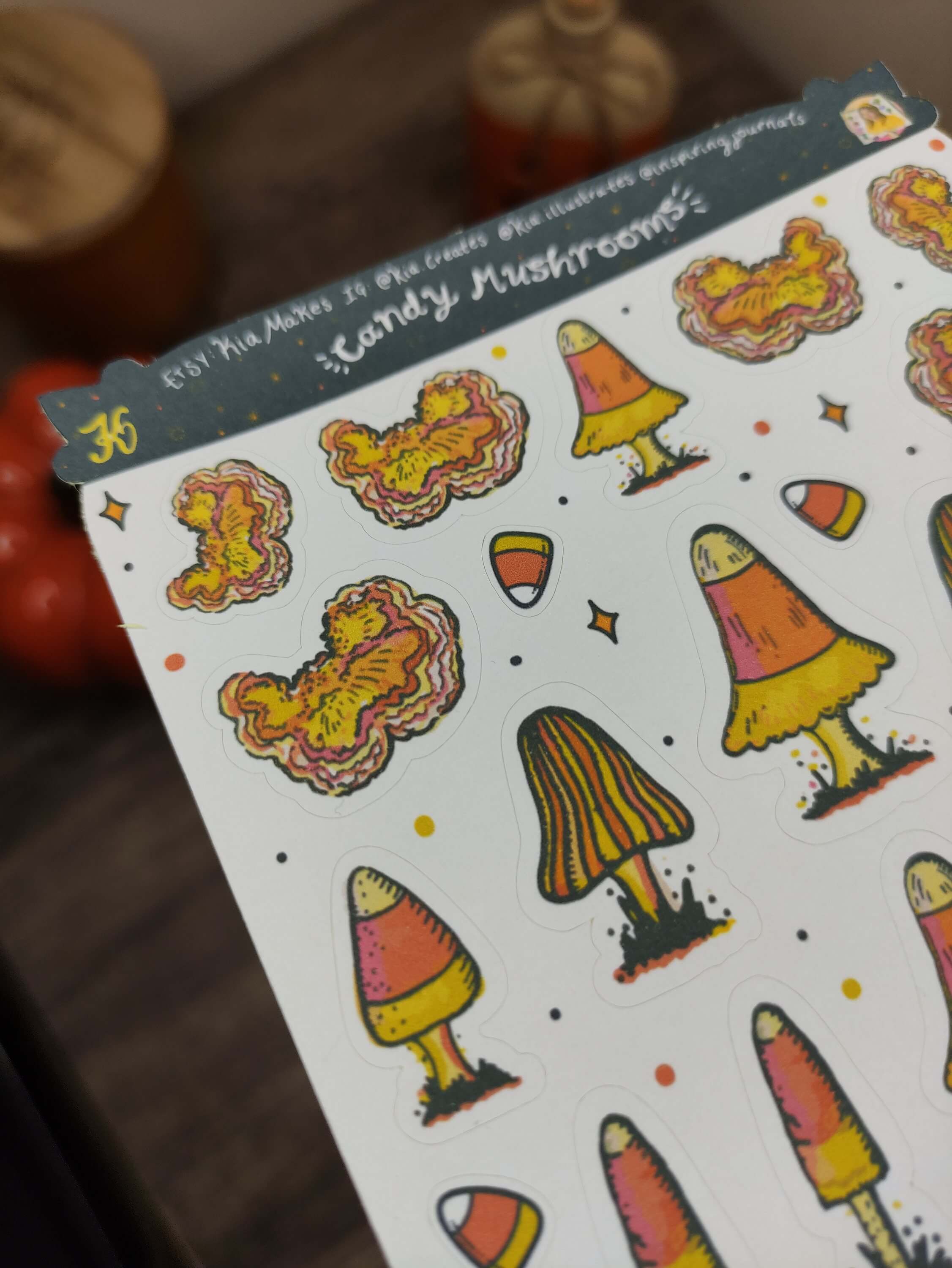 CandyCorn Mushroom Stickers Halloween Sticker Sheet • Kia Creates
