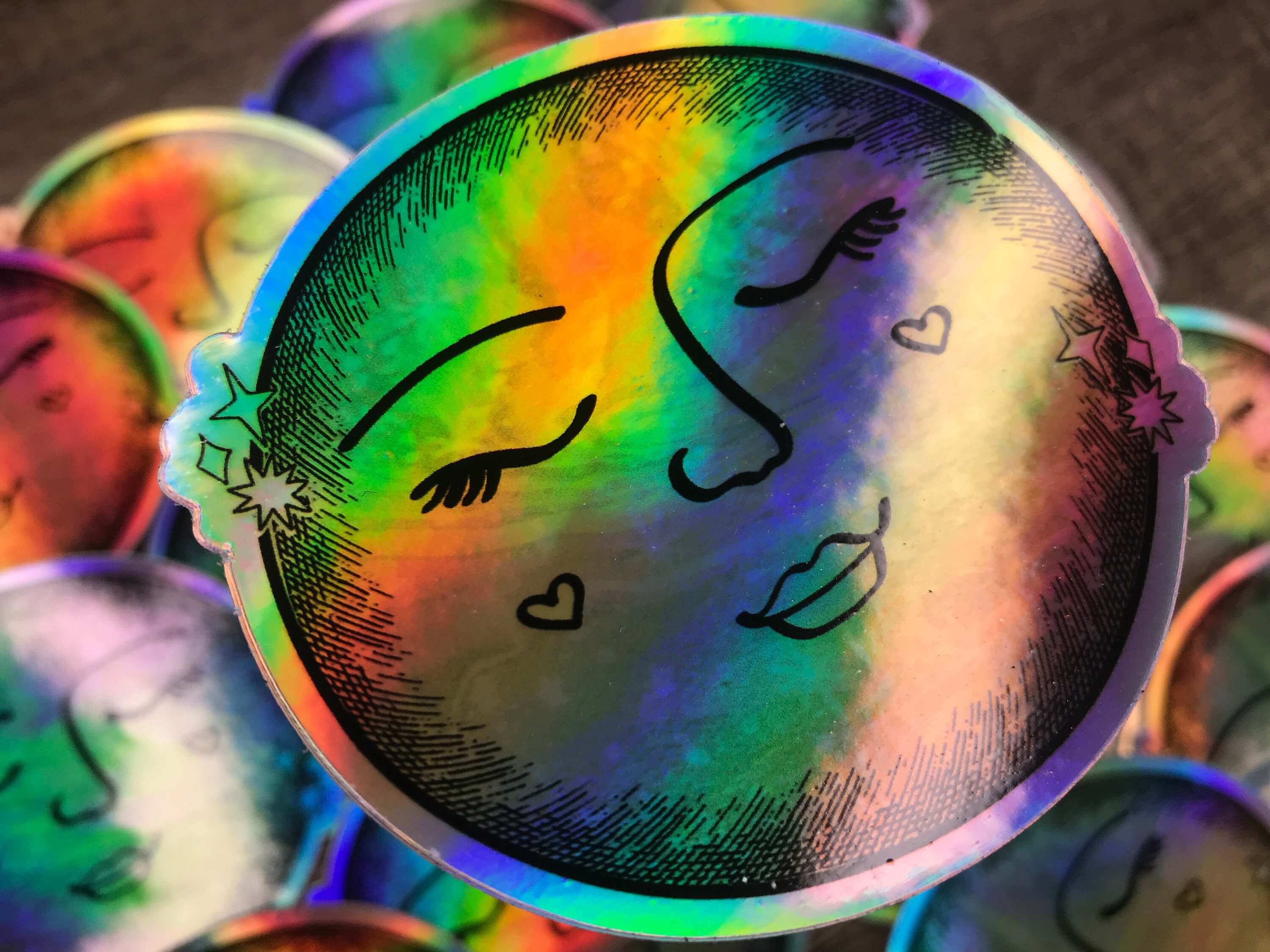 Full Moon Sticker Holographic Moon Sticker • Kia Creates