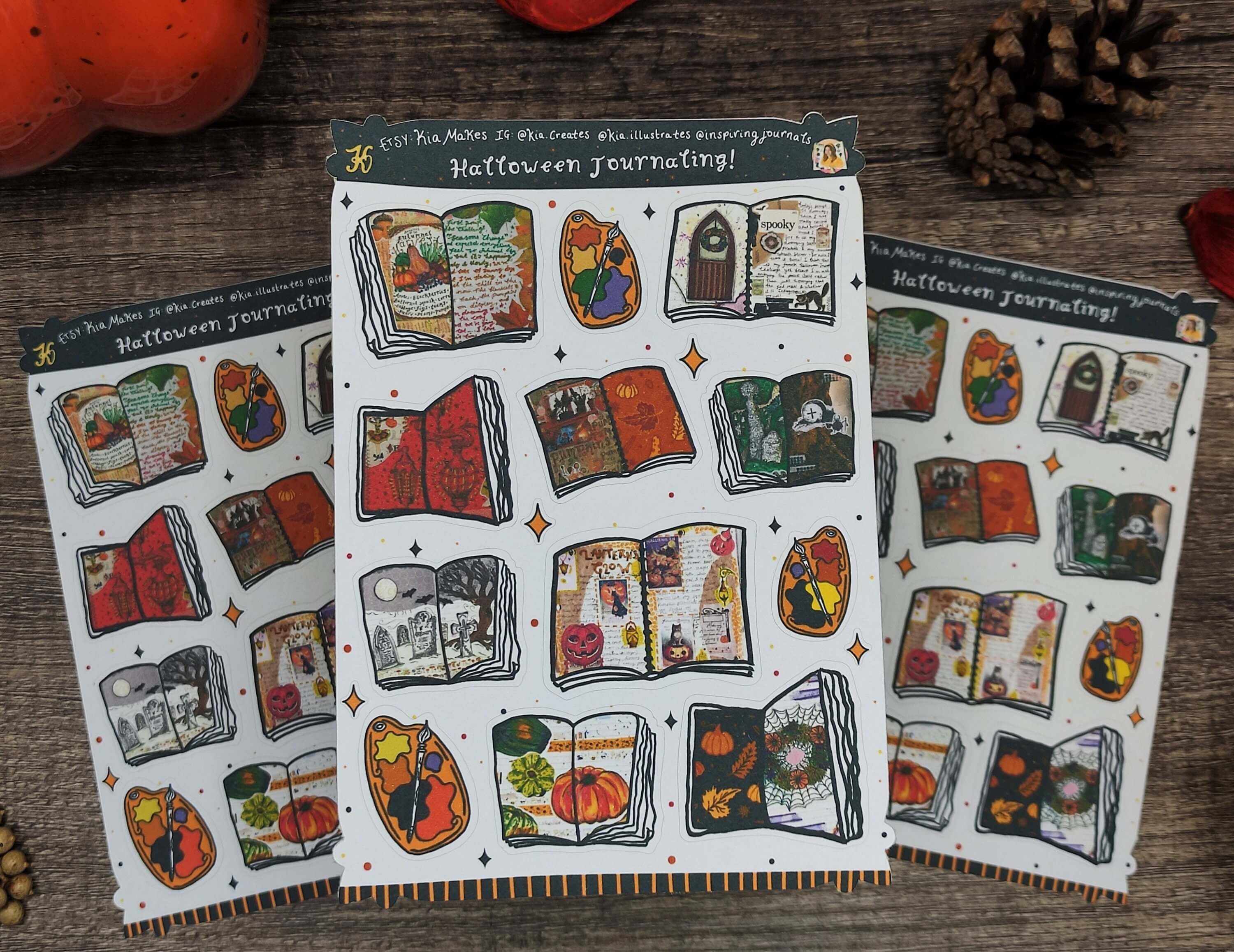 Halloween Journal Stickers | Journaling Sticker Sheet • Kia Creates