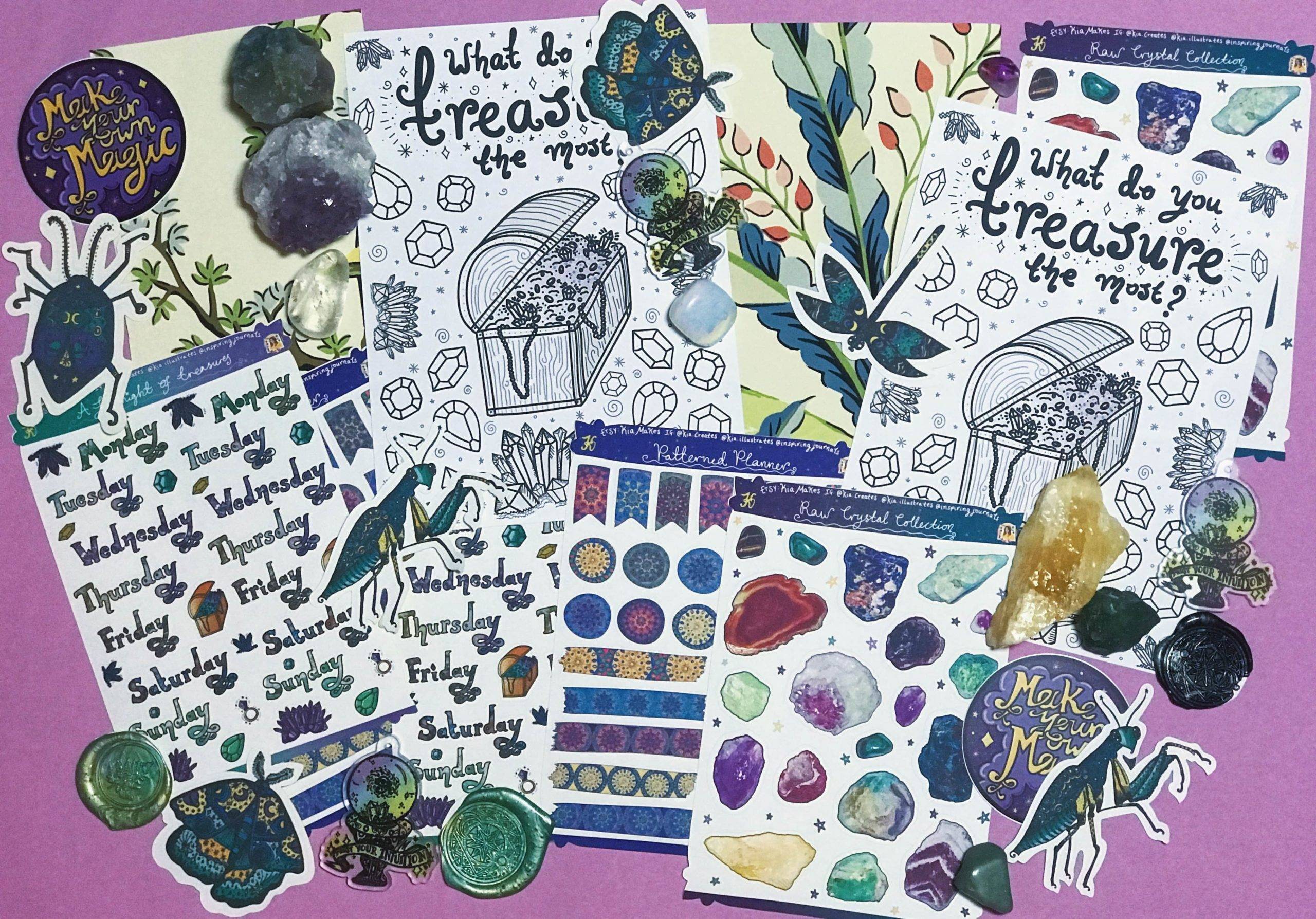 The Journal Club - monthly art journaling subscription box - sticker subscription - by Kia Creates on Patreon