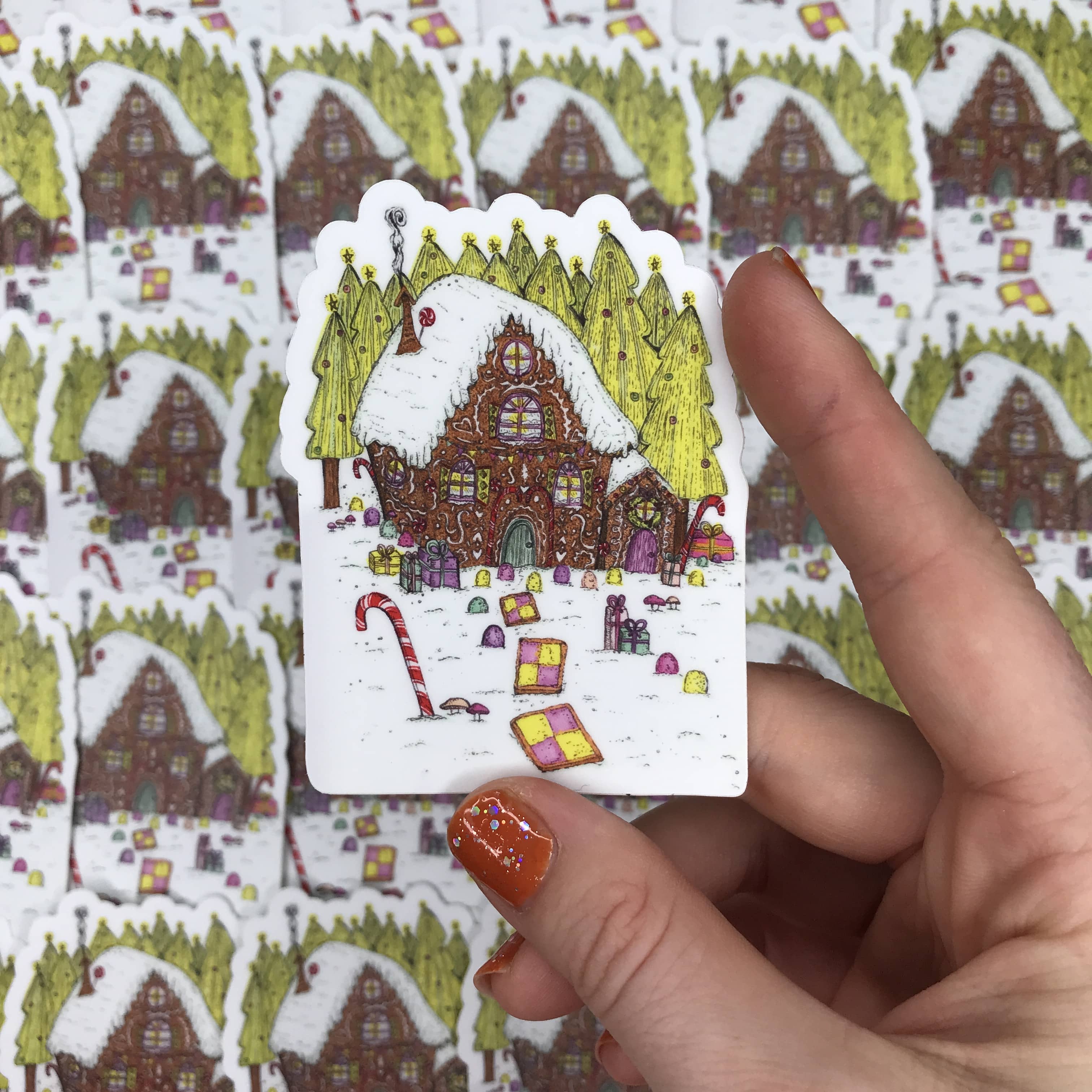 Gingerbread House Sticker by Kia Creates - Vinyl christmas sticker 2