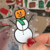 Pumpkin Snowman clear sticker