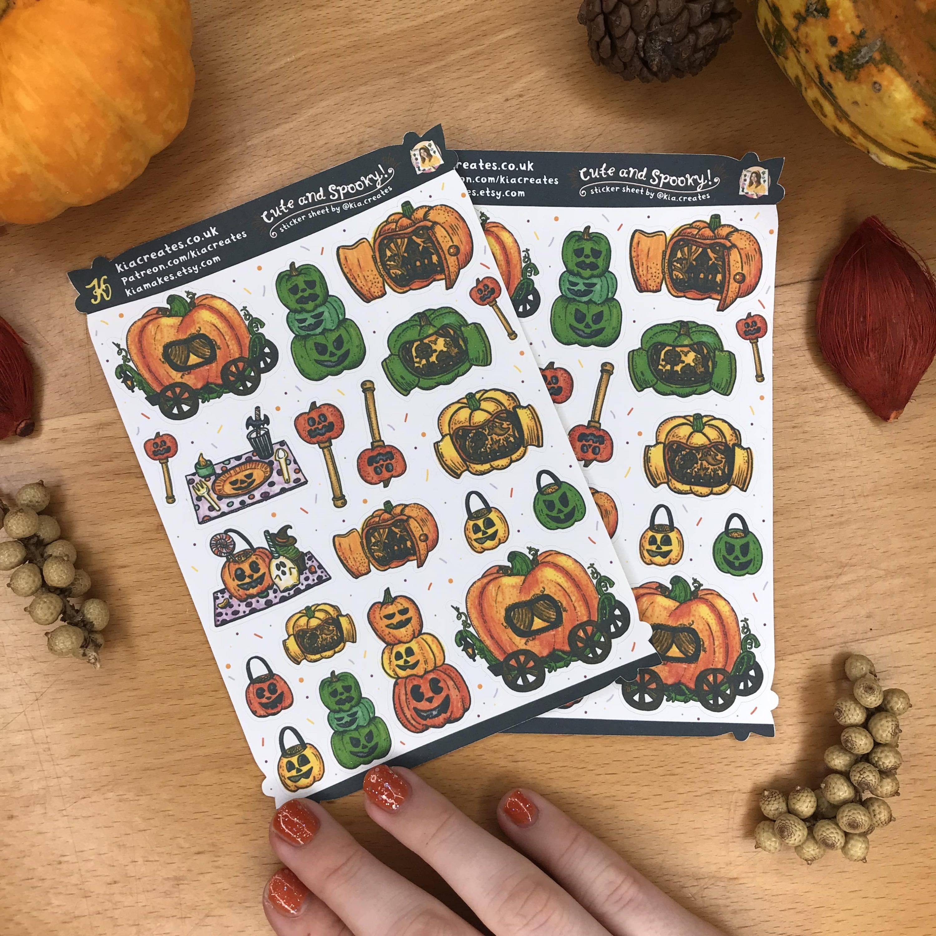 Cute Halloween Stickers inspired by animal crossing for halloween journaling by Kia Creates