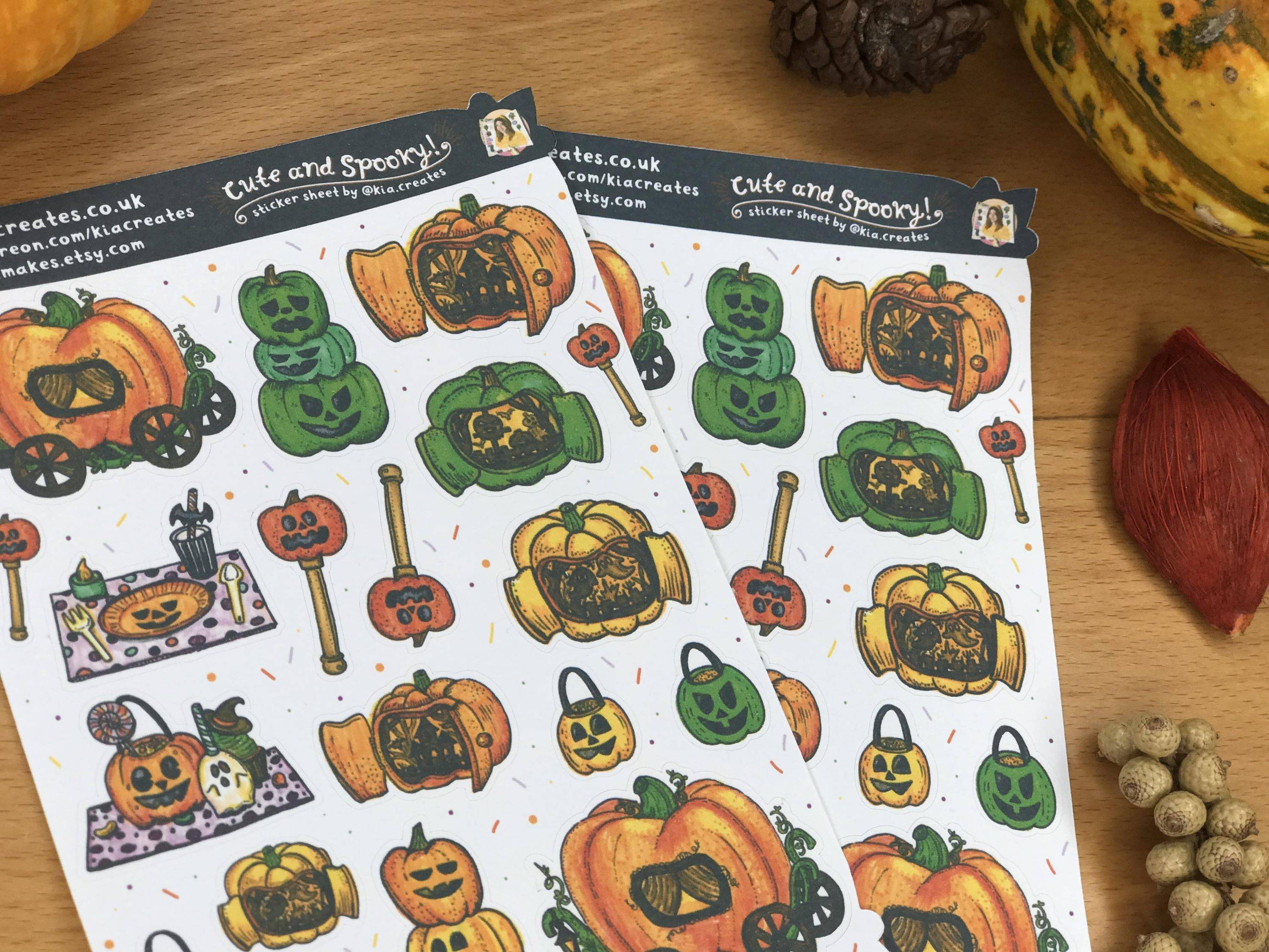 Cute Halloween Stickers inspired by animal crossing for halloween journaling by Kia Creates