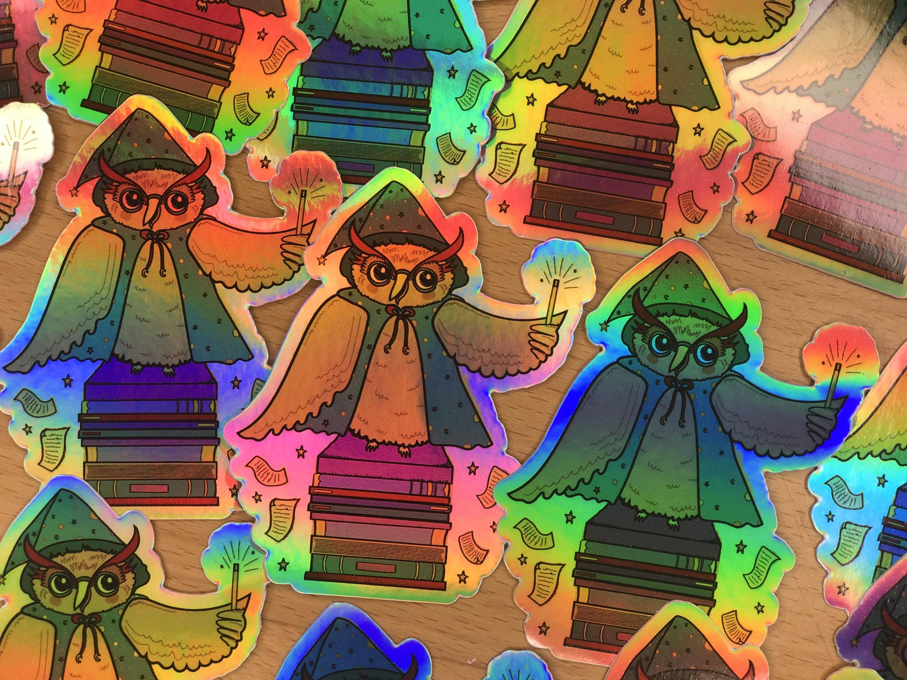 Wizard Holographic Sticker by Kia Creates Magical Owl Sticker
