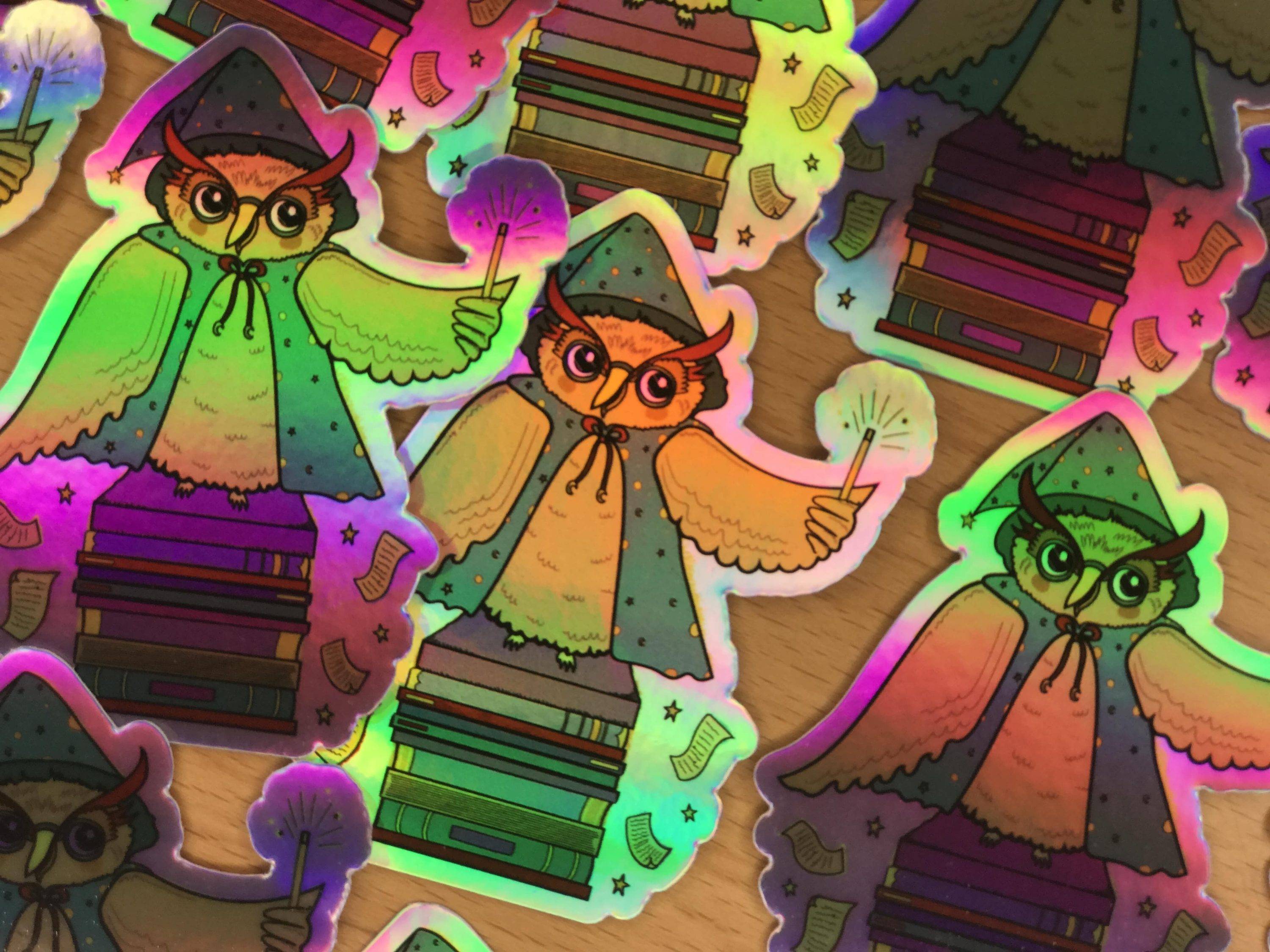 Wizard Holographic Sticker by Kia Creates Magical Owl Sticker