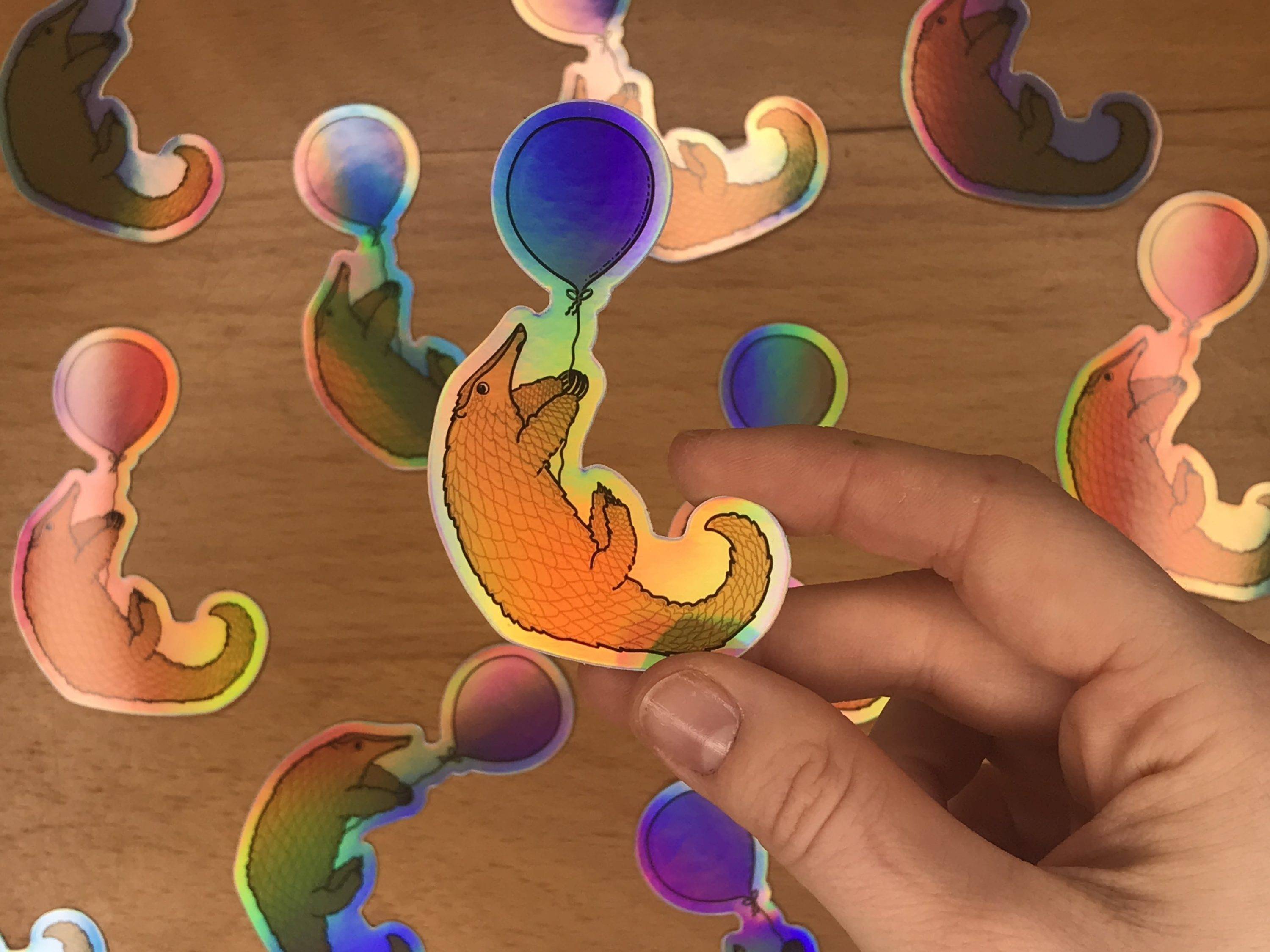 Cute Pangolin Sticker by Kia Creates Pangolin Holographic Sticker