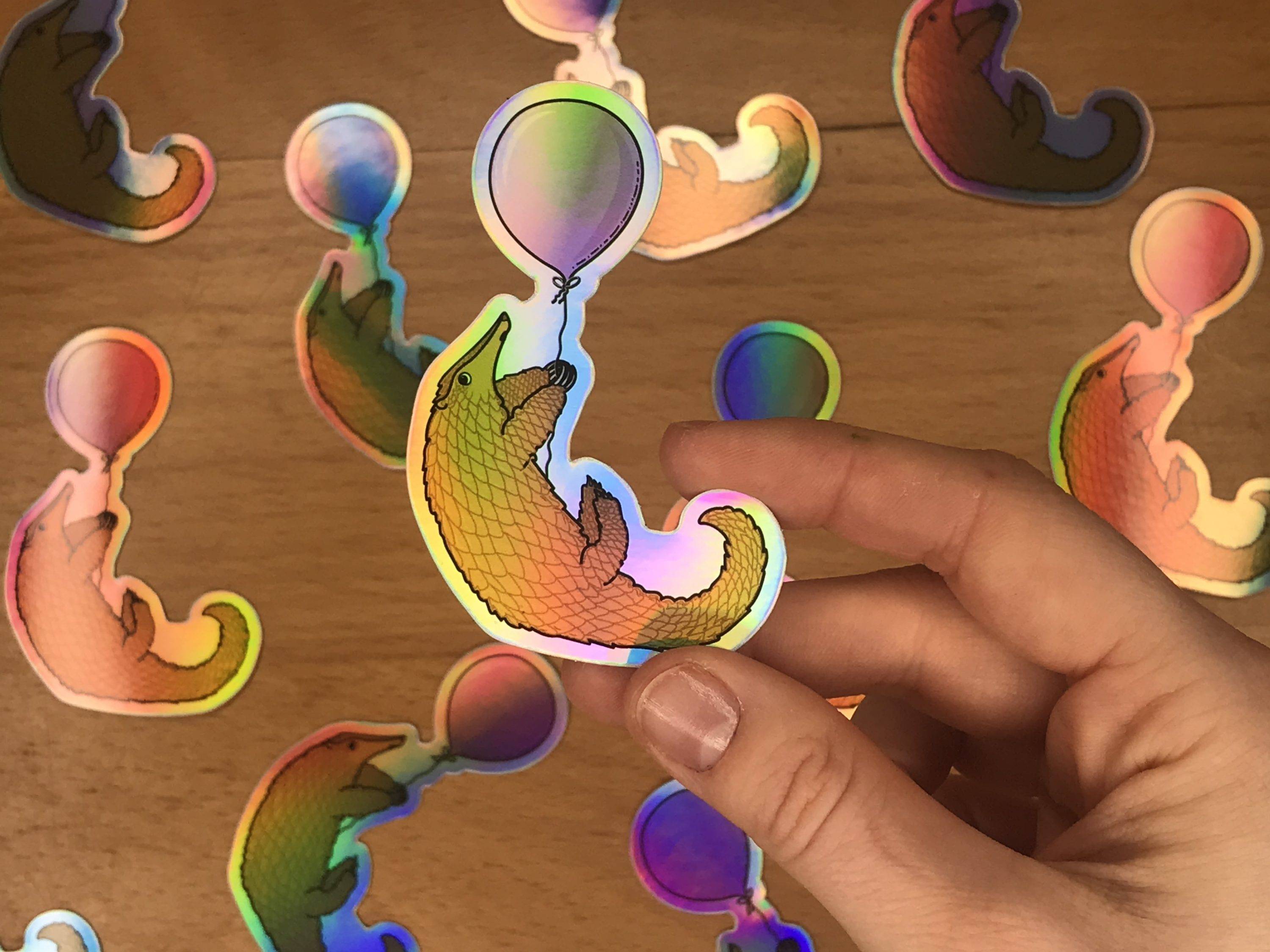 Cute Pangolin Sticker by Kia Creates Pangolin Holographic Sticker