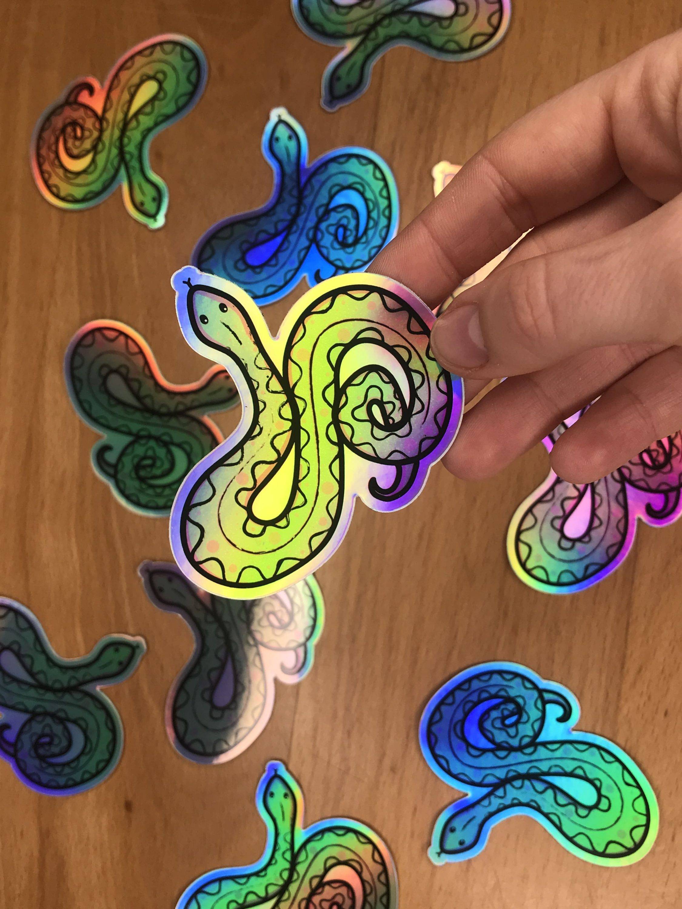 Holographic Snake Sticker by Kia Creates- Shiny Snake Sticker