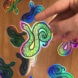 Holographic Snake Sticker by Kia Creates- Shiny Snake Sticker