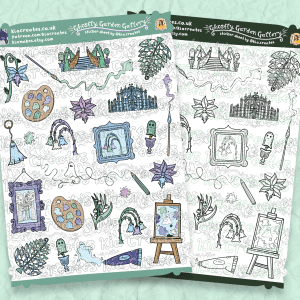 Ghostly Garden Gallery Stickers | Art and Gardening | Cute Halloween Stickers by Kia Creates - Puzzle Quest Ghost Hunter