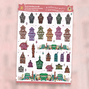 Colourful Town Stickers - Little Houses Decorative Sticker Sheet by Kia Creates
