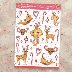 Candy Cane Creatures Stickers - Christmas Sticker Sheet by Kia Creates