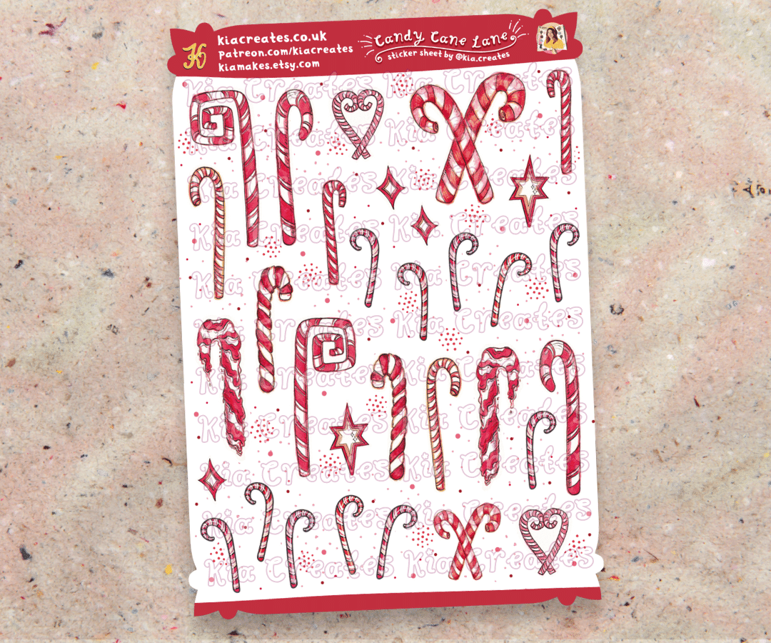 Candy Cane Lane Stickers | Christmas Candy Sticker Sheet