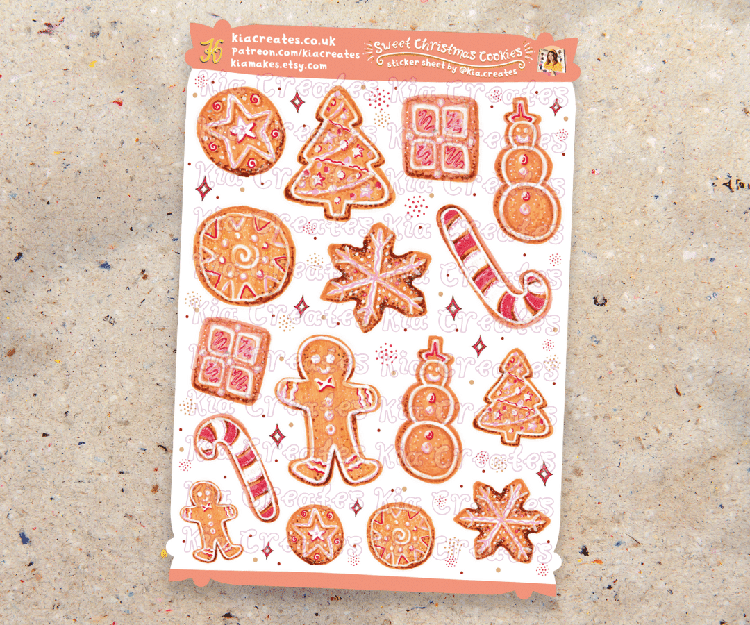 Christmas Cookie Stickers | Gingerbread Biscuits Sticker Sheet