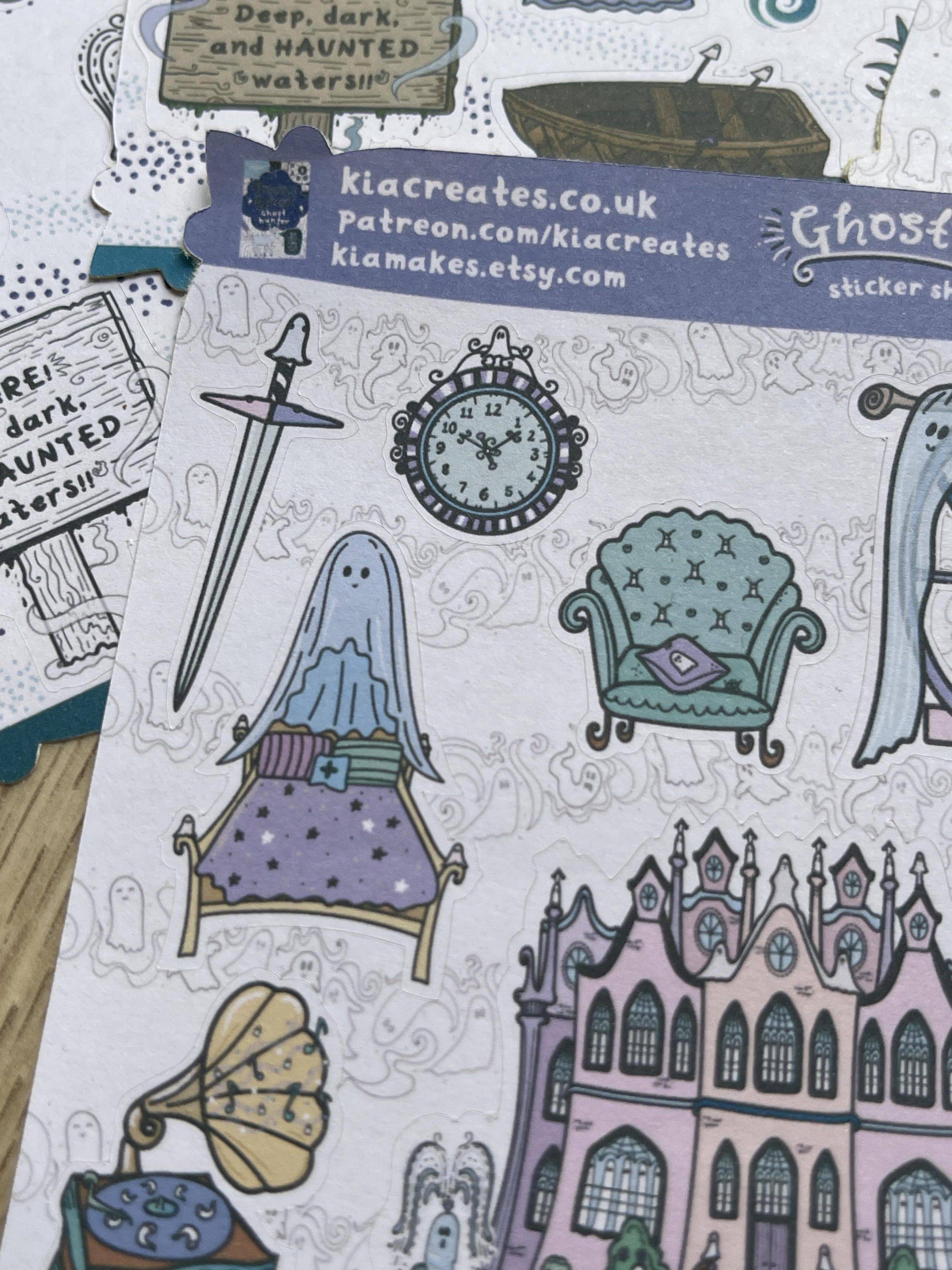 Ghostly Manor Sticker Sheet - designs copyright: Kia Creates 2023