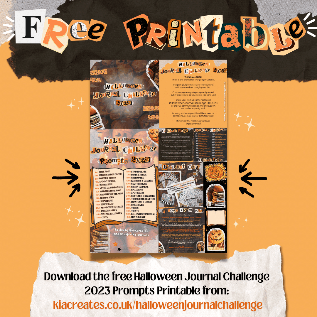 Free Printable for Halloween Journal Challenge 2023 #HalloweenJournalChallenge Download Halloween freebie printable