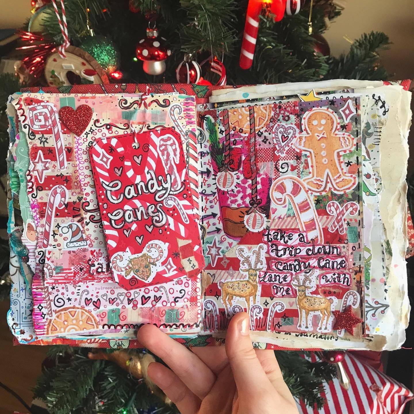 Candy Cane Creatures art journal and sticker sheet by Kia Creates