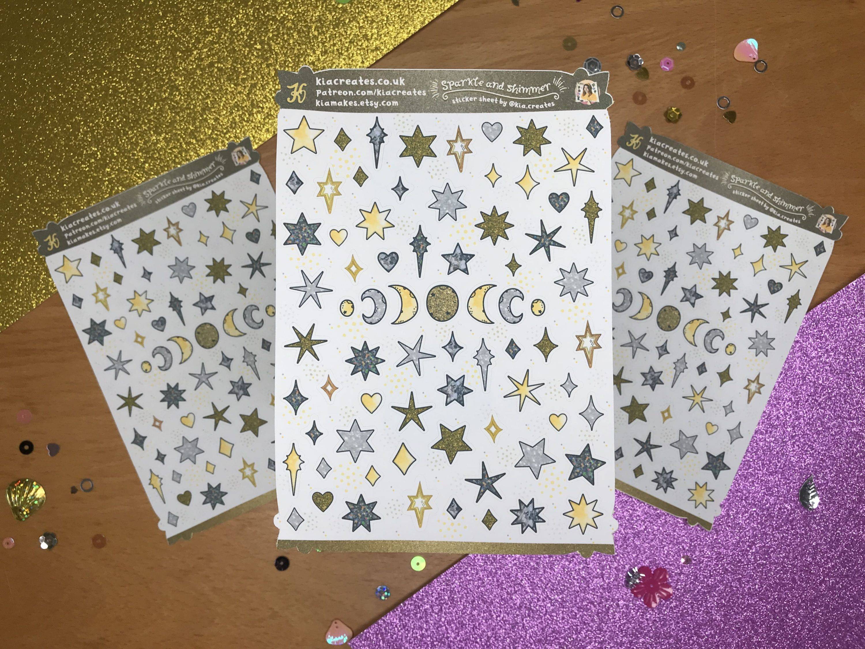 Sparkle and Shimmer Stickers - Diamond and Star Doodle Stickers - Decorative Planner Stickers