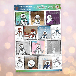 Swiftmas Sticker Sheet - Taylor Gift Eras - Christmas Stickers by Kia Creates - Swiftie Gifts - Cute snowman stickers
