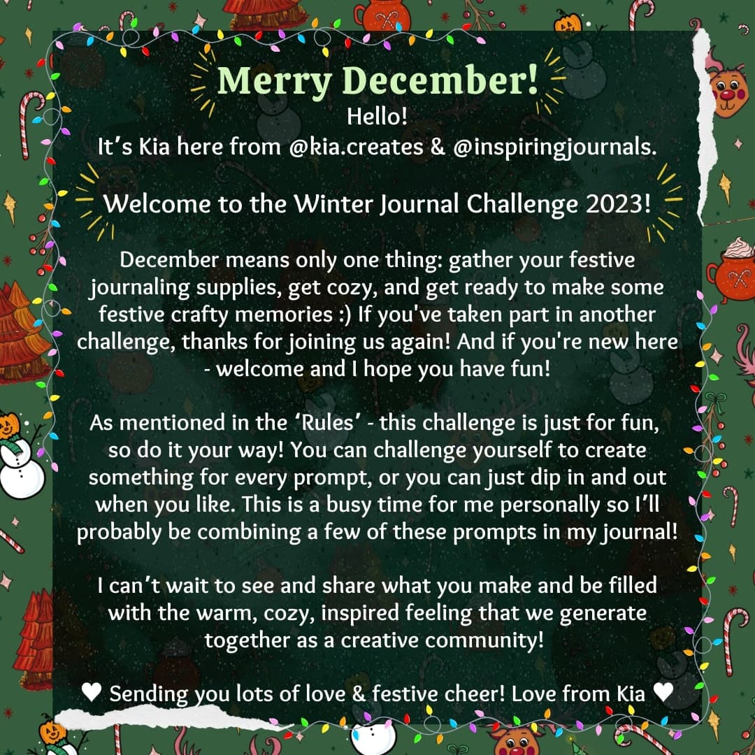 Note from Kia - Winter Journal Challenge Daily December Journal Prompts Christmas journal challenge by Kia Creates (2)