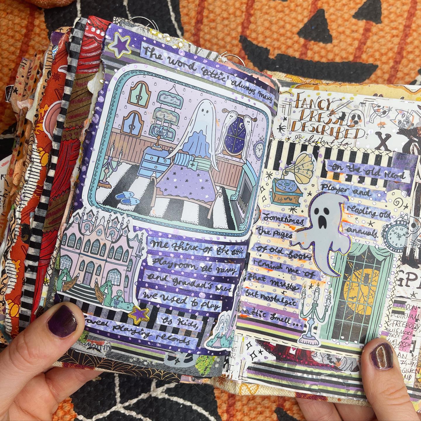 journal pages made with Ghost Hunter themed sticker kit from the Journal Club - by @kia.creates-min