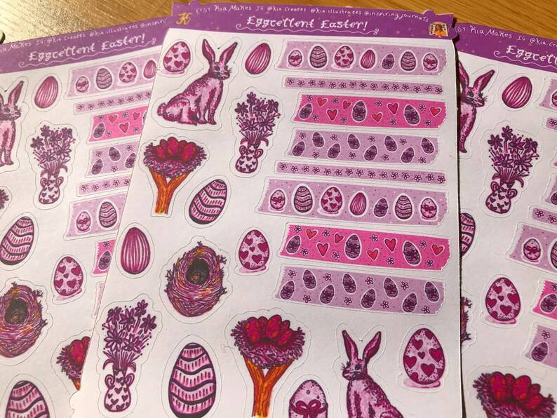 Handdrawn easter stickers