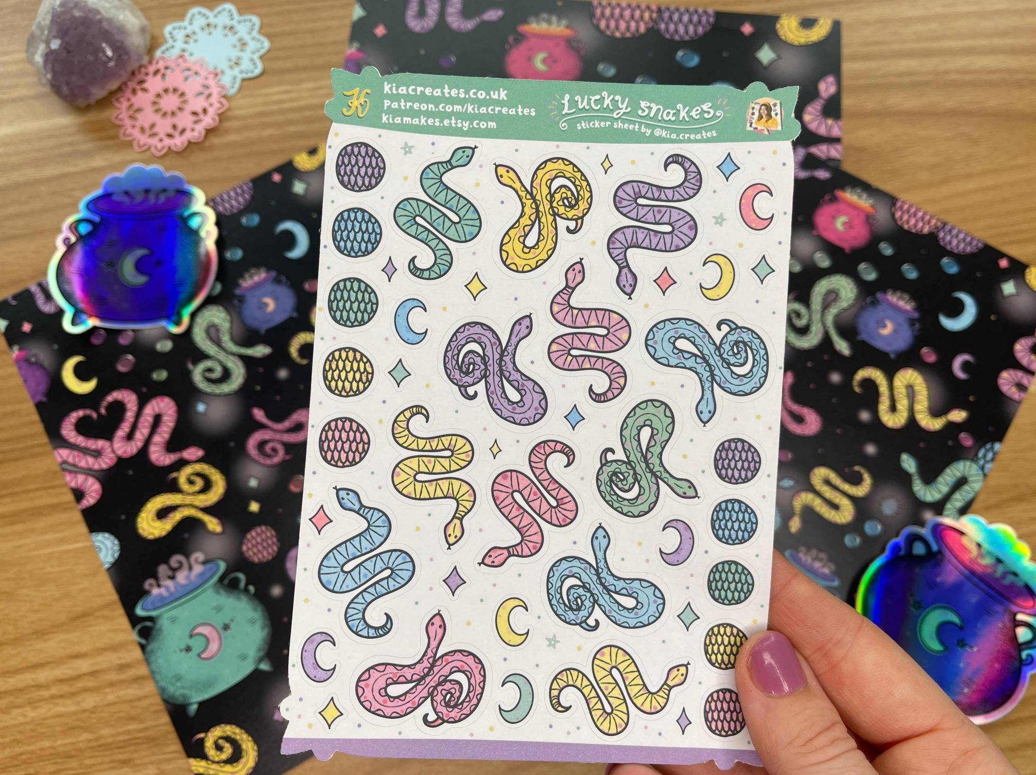 Witchy patterned paper – lucky snakes and magic cauldrons paper for journaling scrapbooking and crafts by kia creates (2)