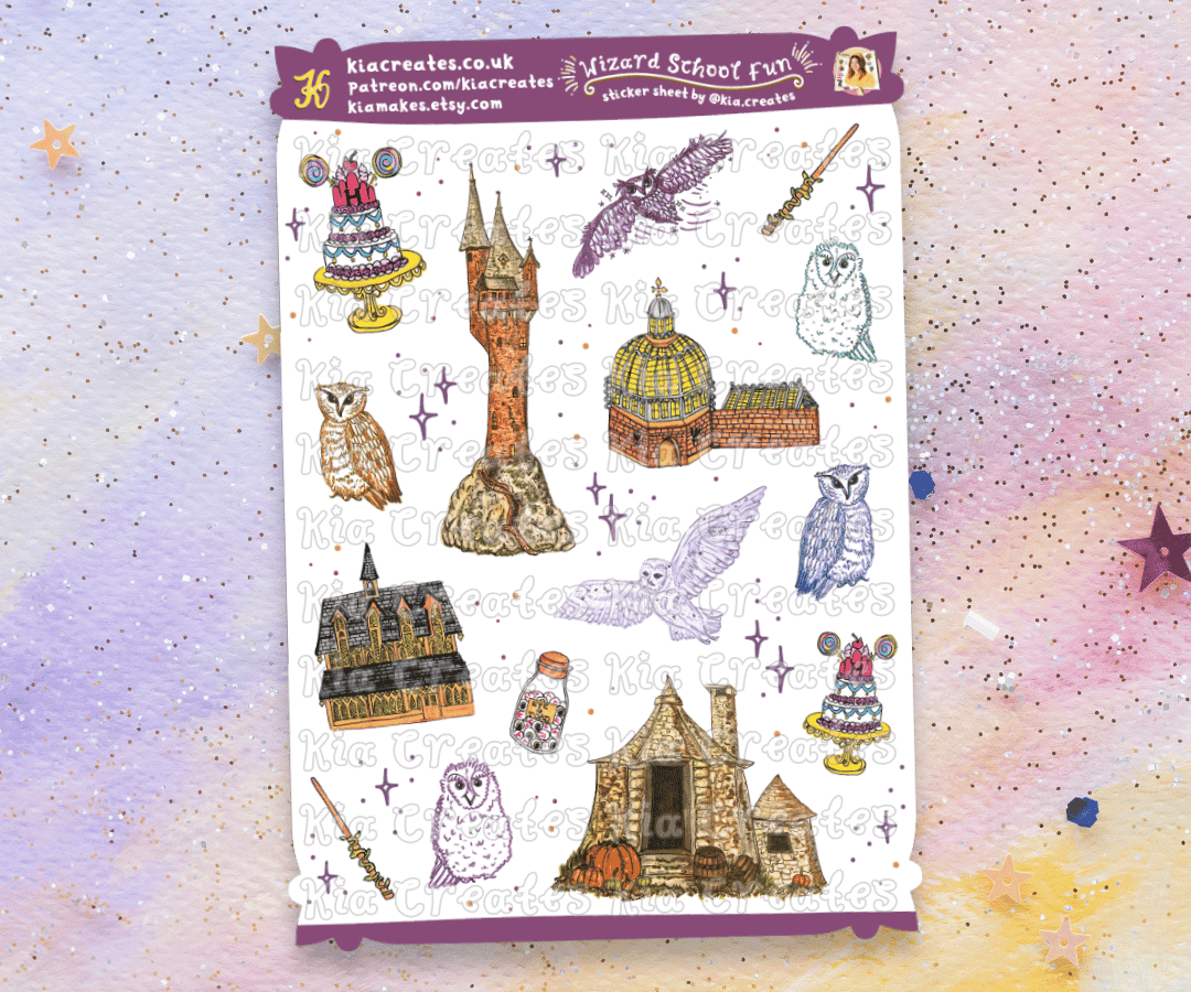 Wizard School Fun Stickers - journaling stickers inspired by magic, castles, witchcraft, owls and wizardry!