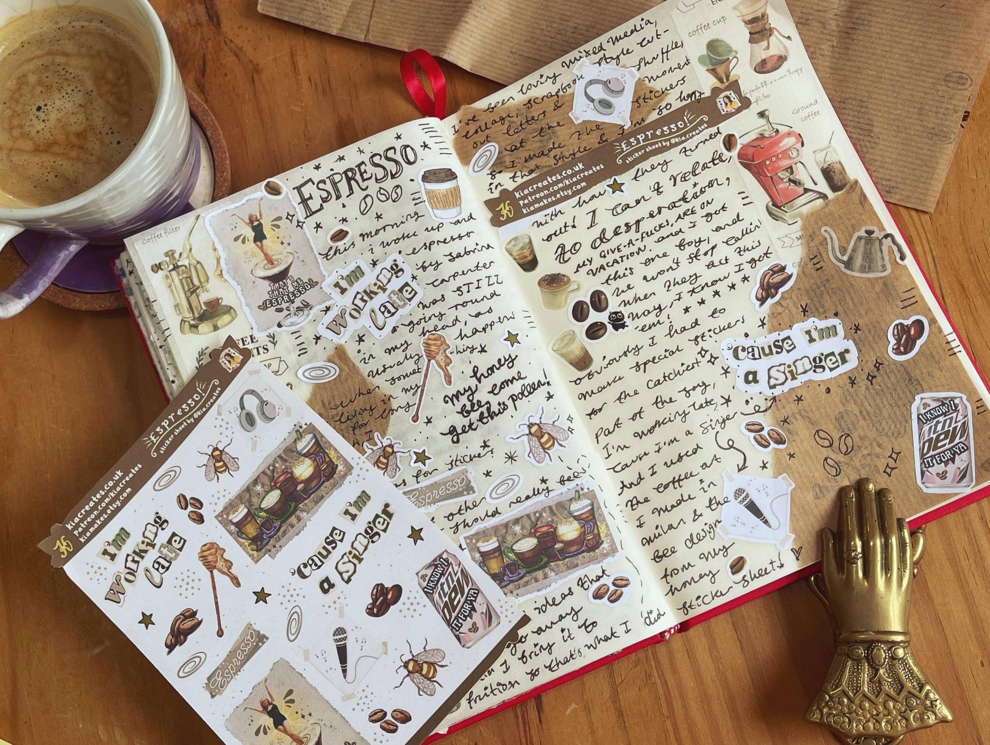 espresso sticker sheet by kia creates - im working late cause im a singer! sabrina carpenter inspired stickers and journal pages