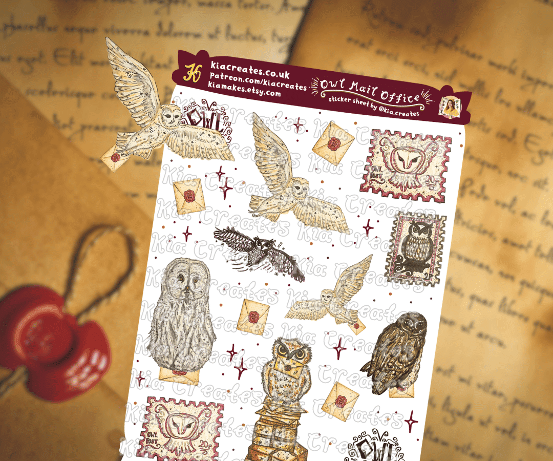 Wizard Mail Office stickers - magical letters, correspondence and owl stamps by Kia Creates