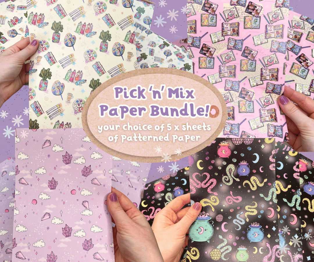 Patterned Paper Bundle – paper for journaling, scrapbooking and crafts, hand designed by Kia Creates