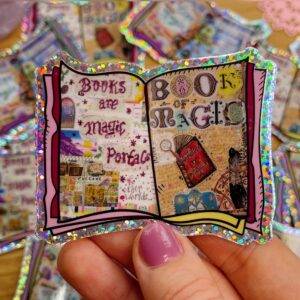 Books are Magic Portals - Glitter Journal Sticker by Kia Creates