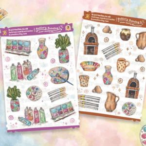 Pottery painting sticker sheets by kia creates - handmade stickers for journaling and crafts