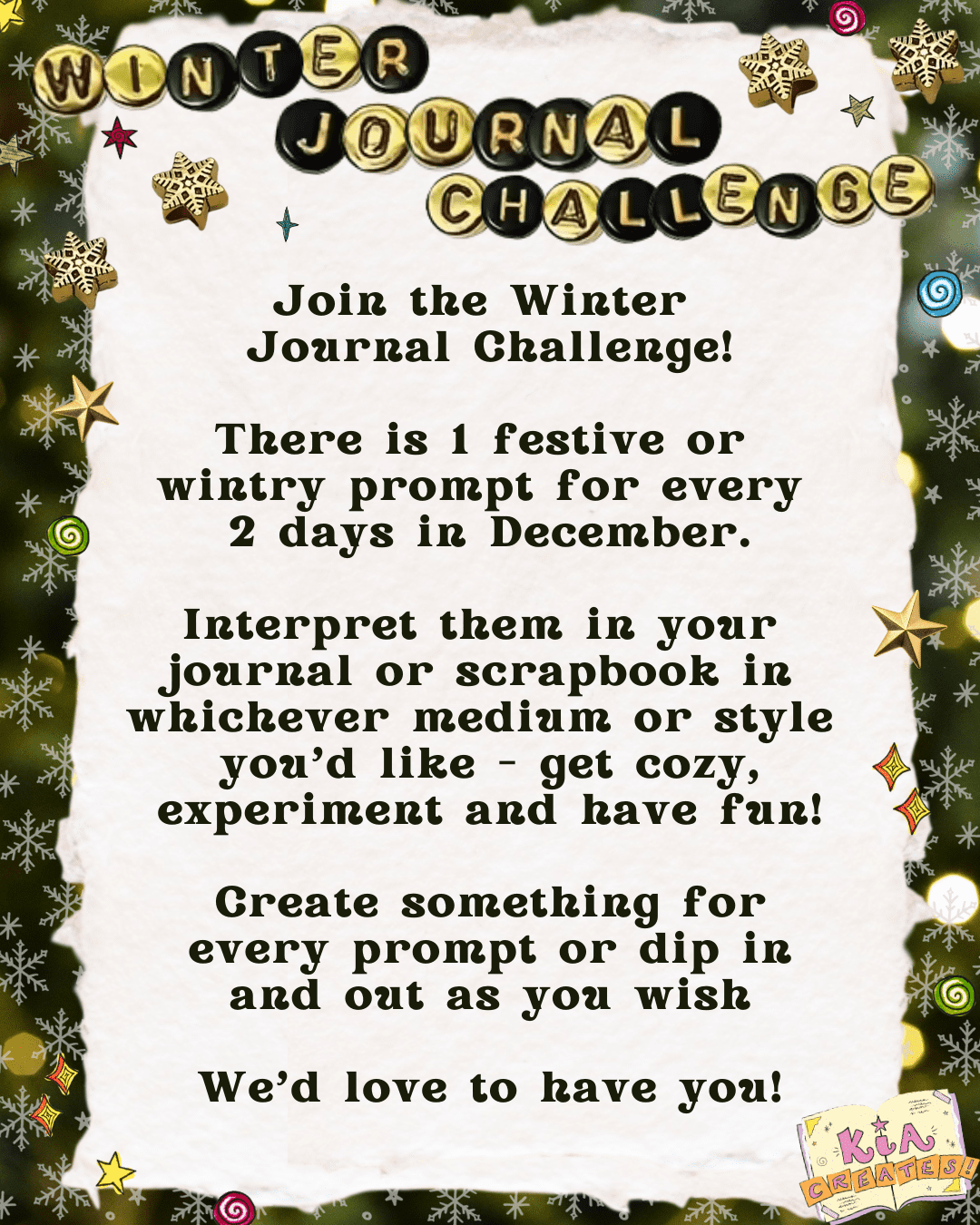 Winter Journal Challenge 2025 Guidelines by Kia Creates