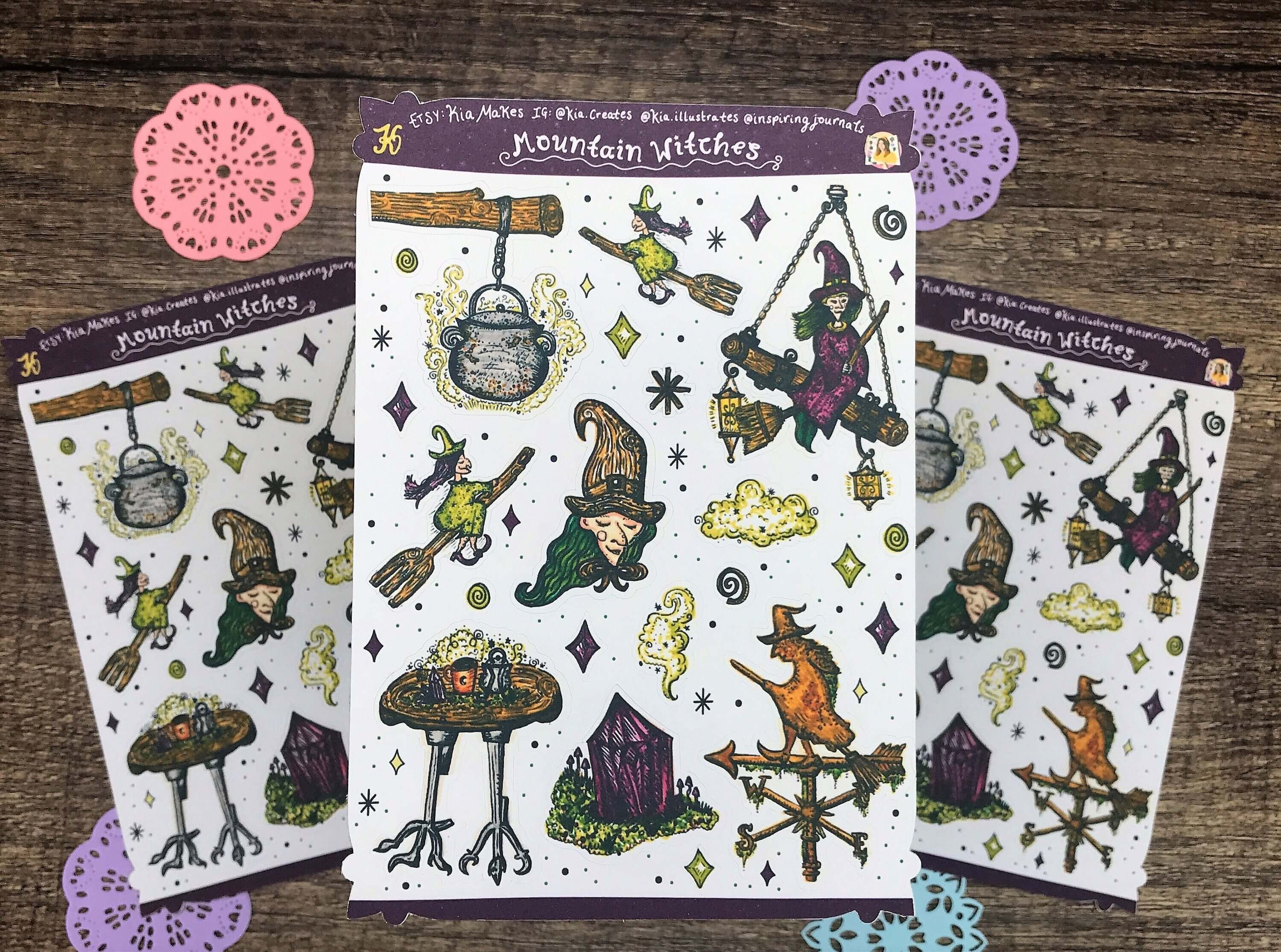 Witchy Mountain Witch Stickers