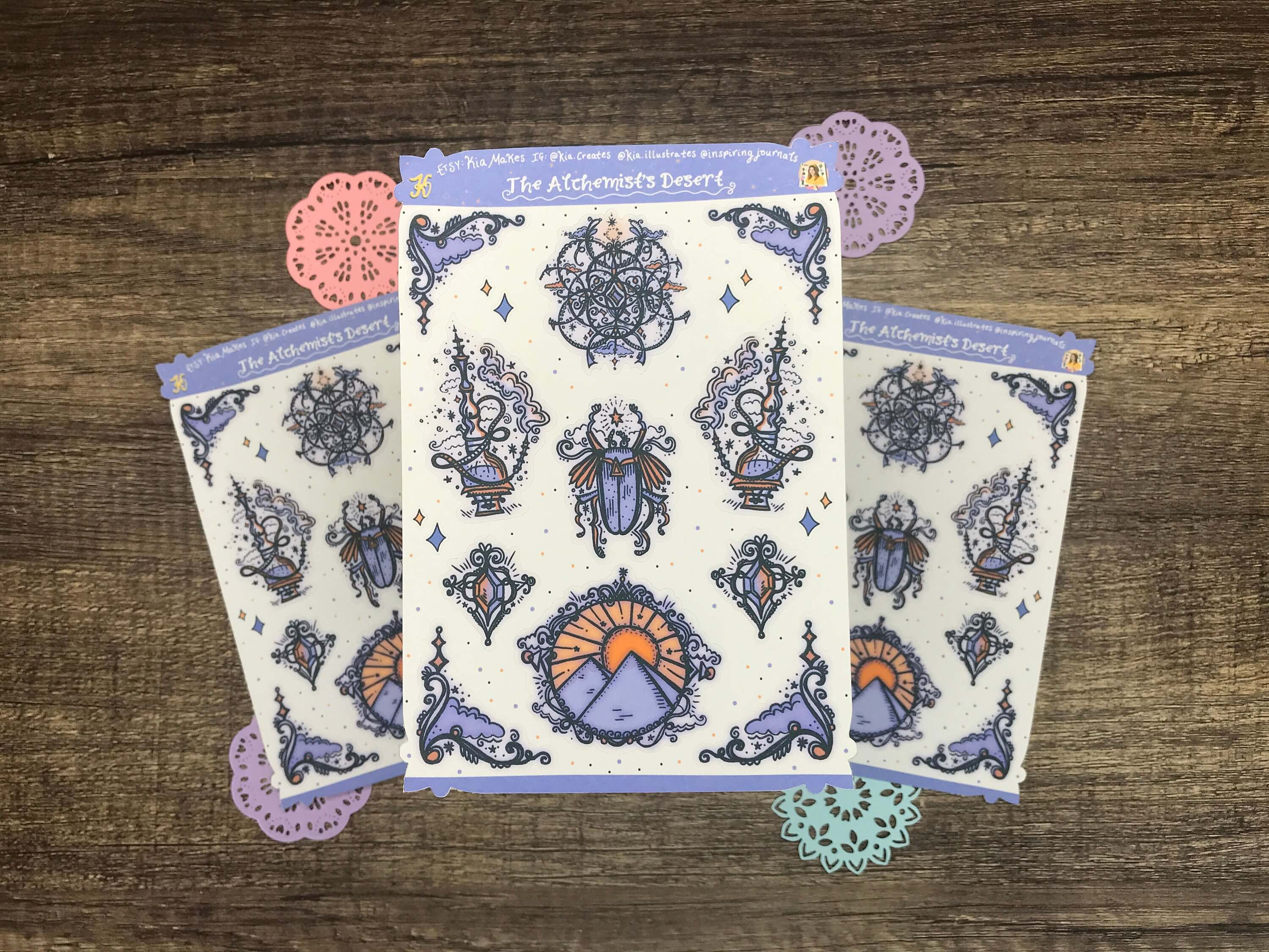 alchemist's desert stickers in dusky blue by kia creates