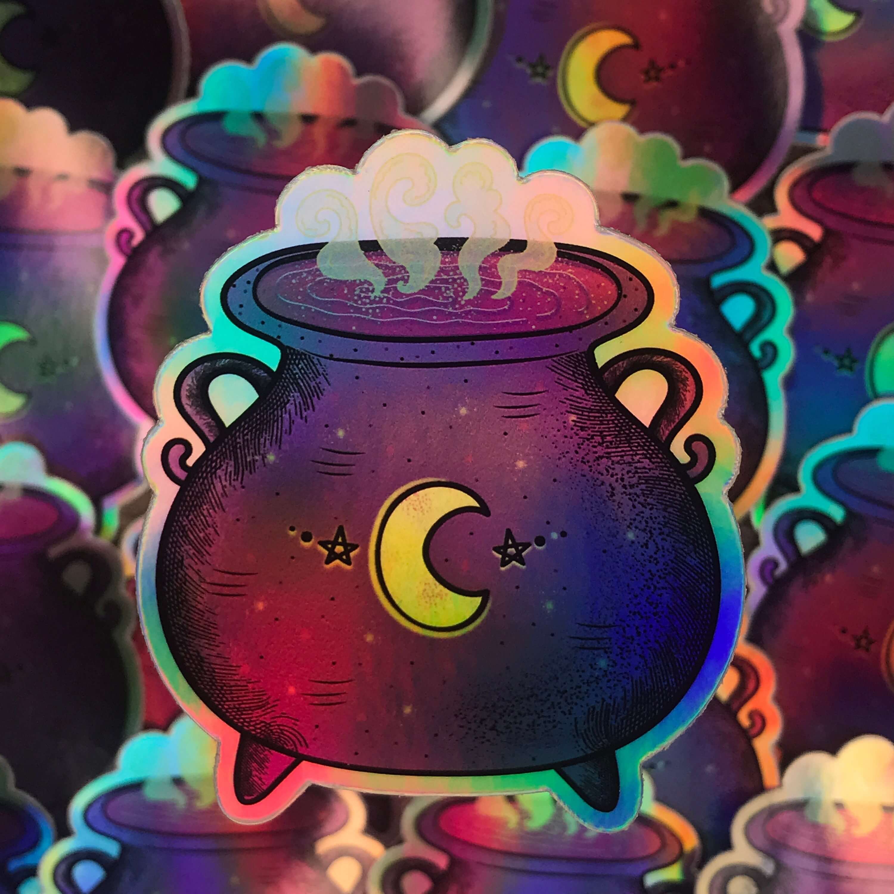 Cauldron Holographic Sticker by Kia Creates Bubbling Cauldron Stickers