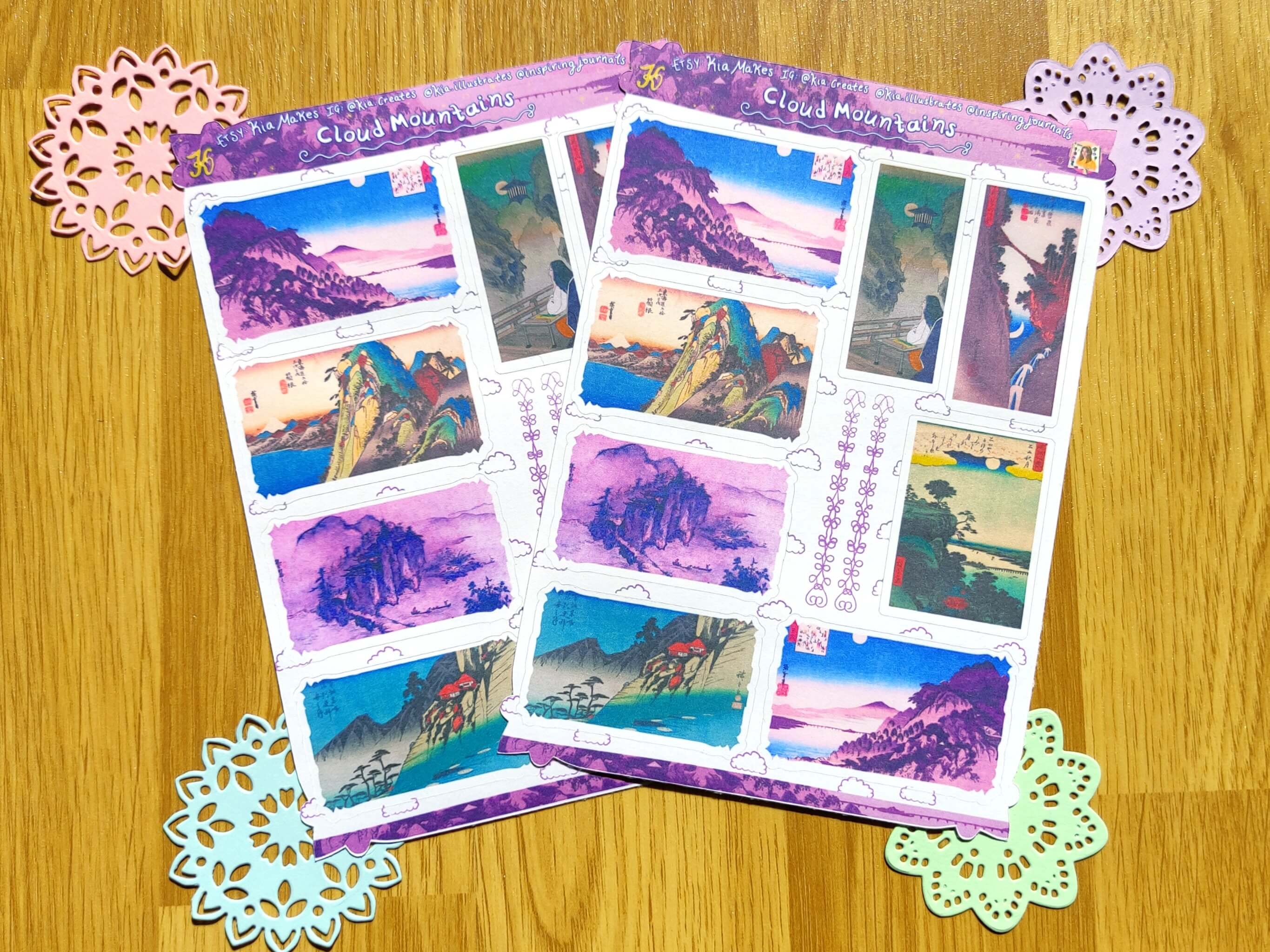 Japanese Sticker Sheets Cloud Mountains