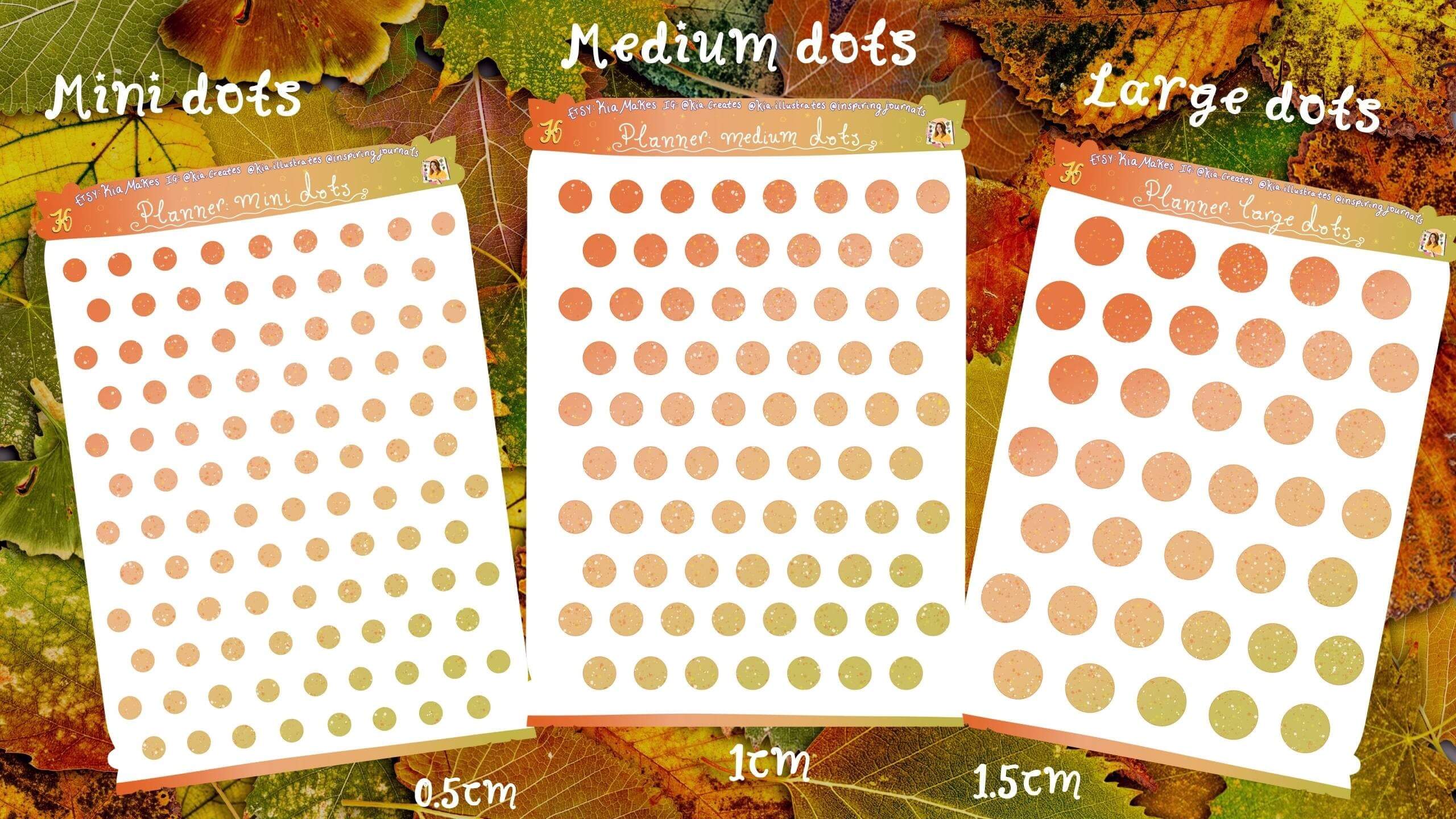 Planner stickers bundle - Autumn orange - mini dots medium dots large dots