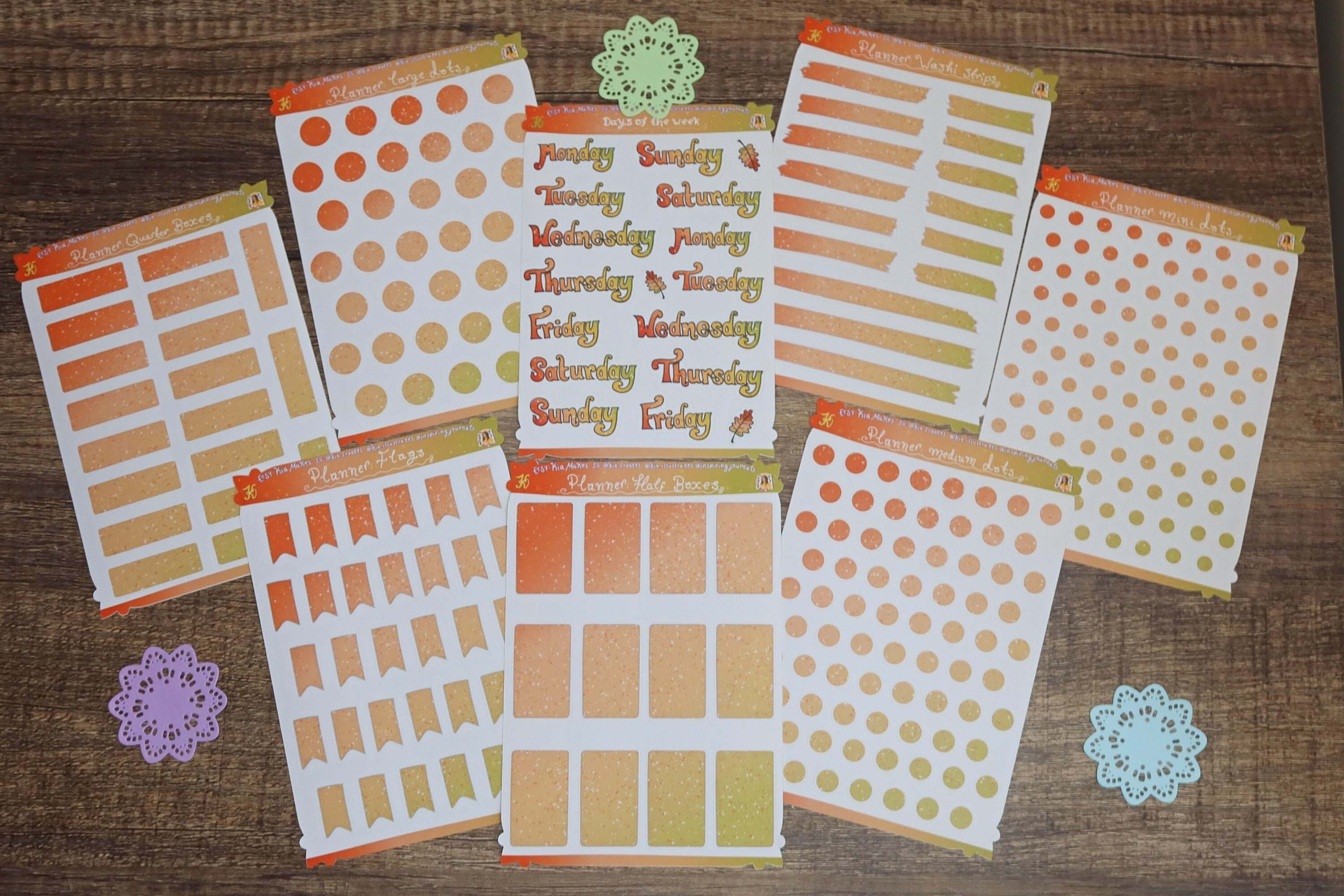 Autumn Planner stickers bundle - Autumn orange / Fall leaves