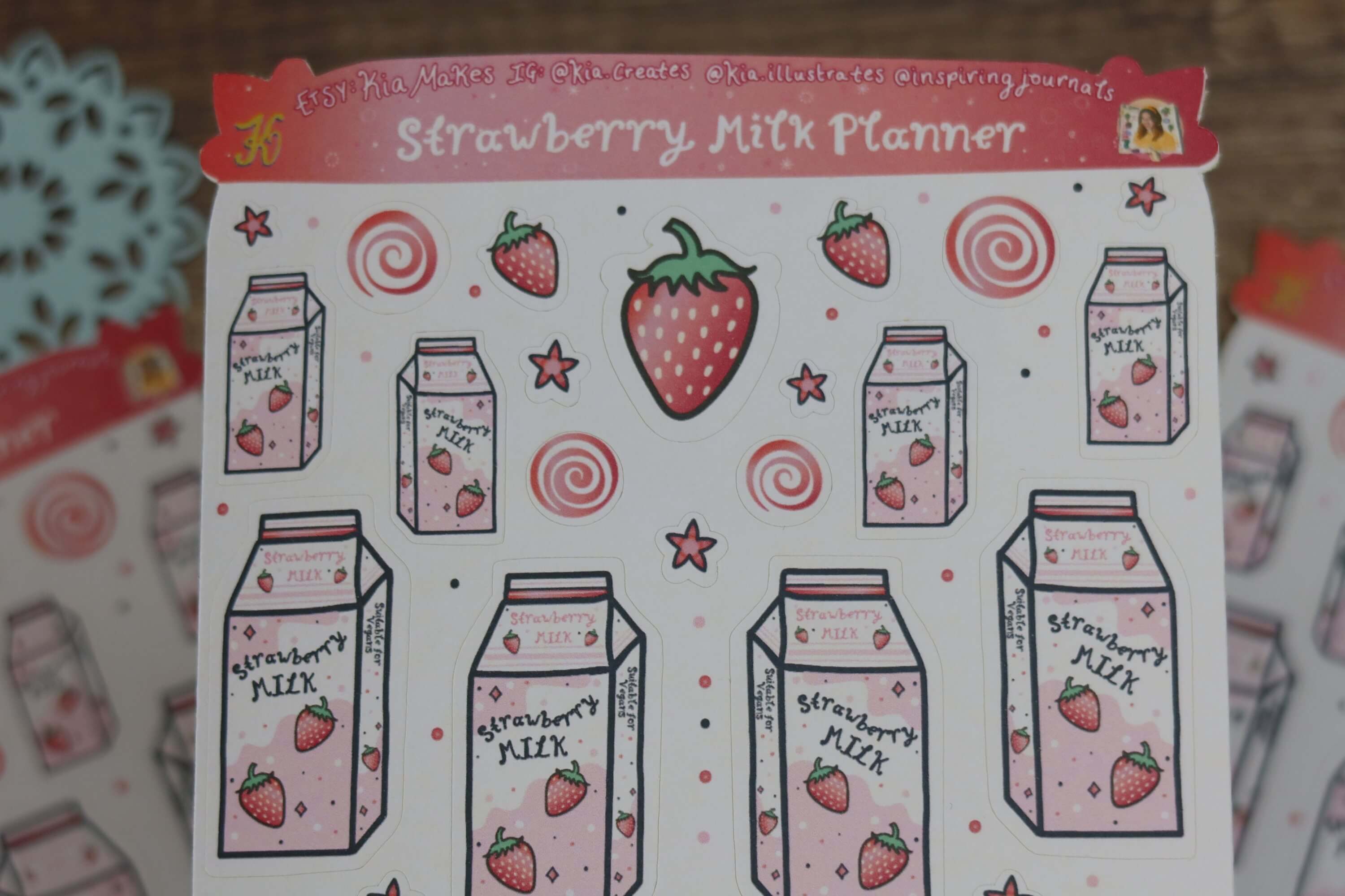 Strawberry milk planner stickers