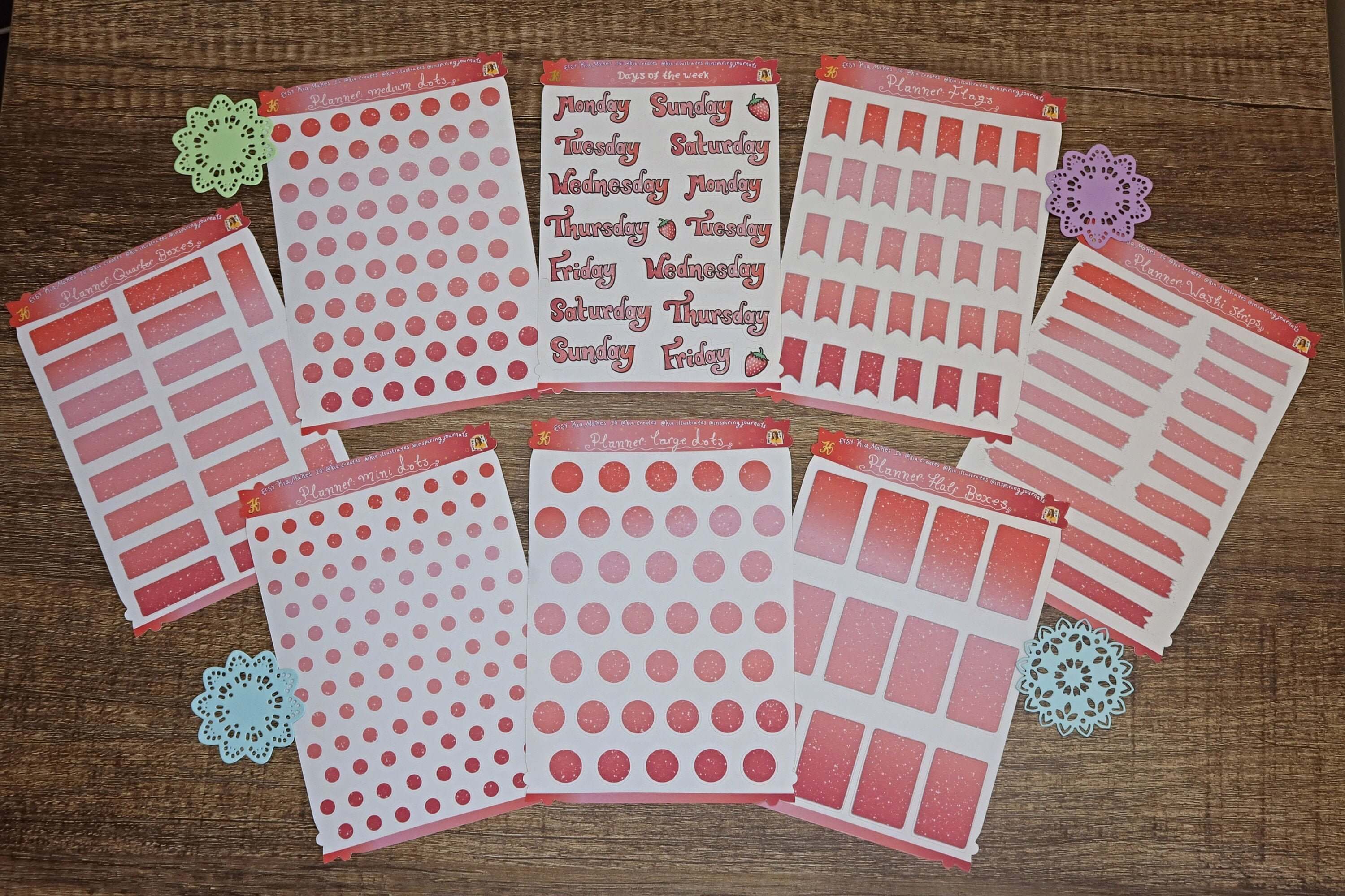 Planner stickers bundle - Strawberries and cream pink