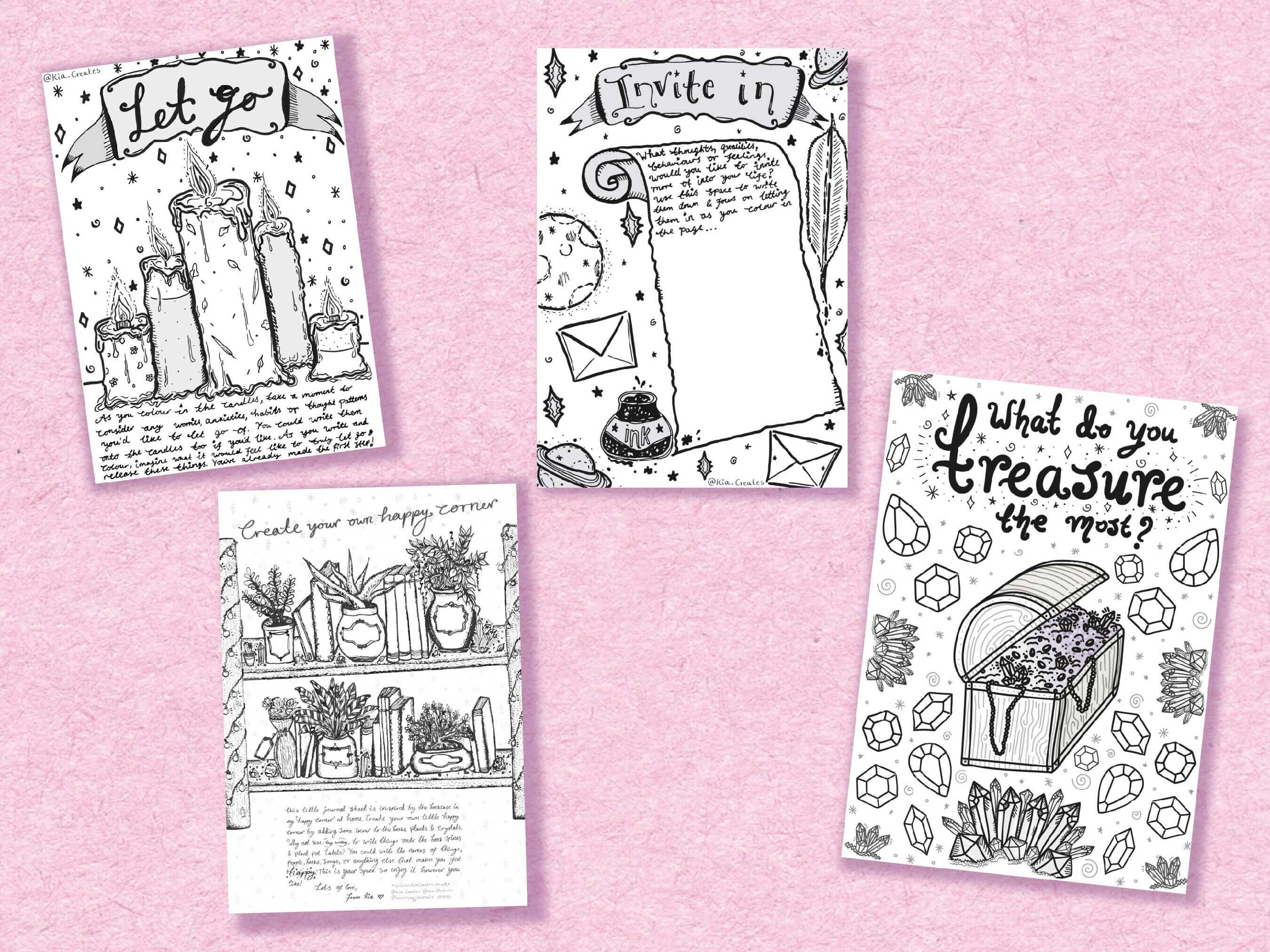 Printable colouring sheets journal pages