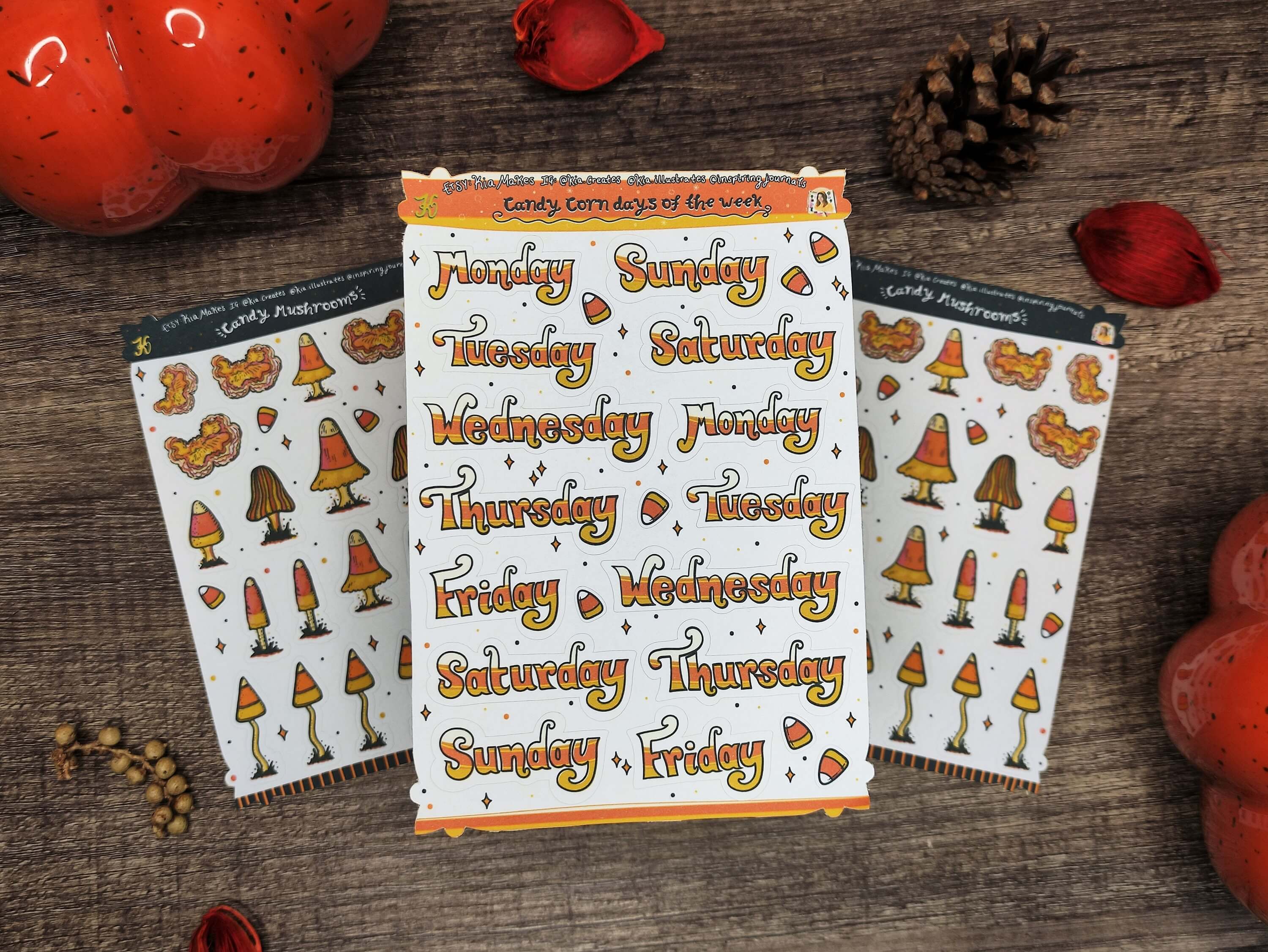 candycorn planner stickers - halloween days of the week